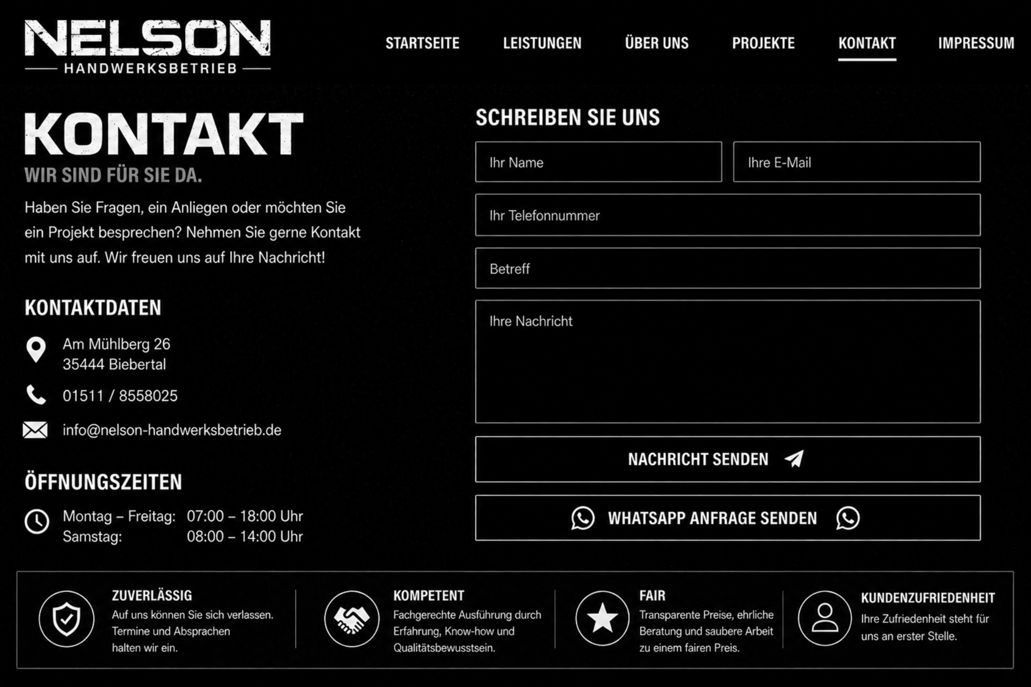Nelson Handwerksbetrieb - Kontakt